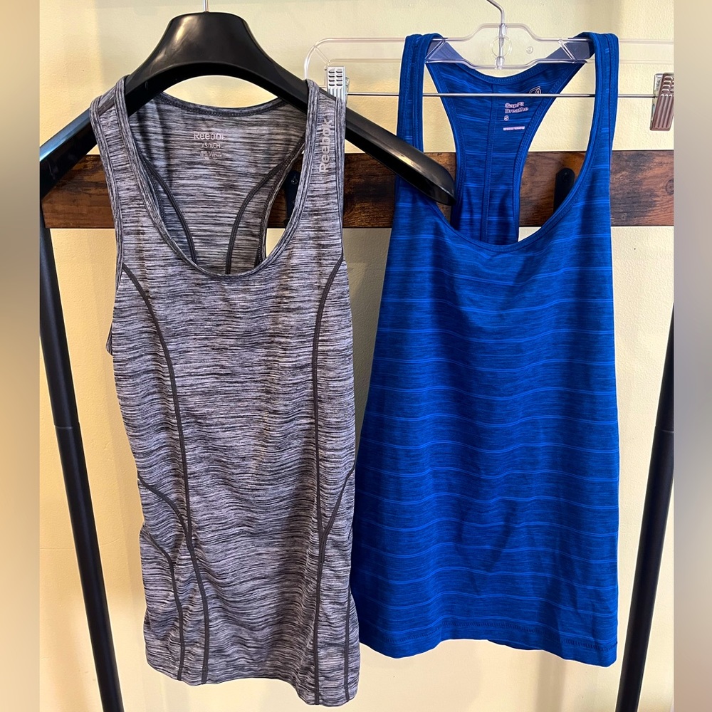 2 racerbacker workout tops. Reebok size XS. Gap Size S